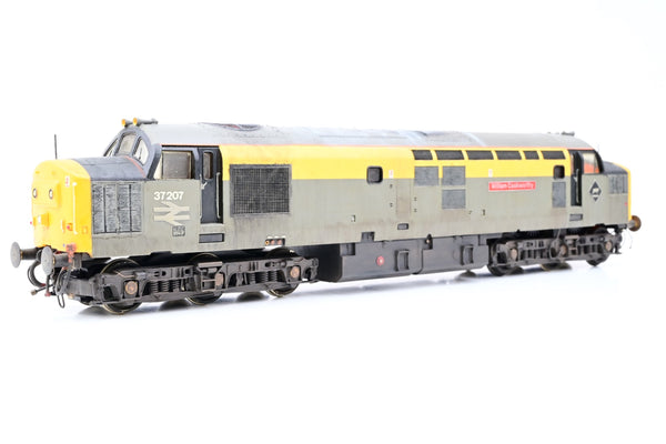Lima OO Gauge BR Departmental 'Dutch' Grey & Yellow Class 37 No.37207 'William Cookworthy' - Renumbered, Weathered, Aftermarket Box