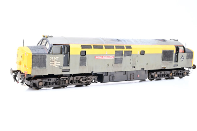 Lima OO Gauge BR Departmental 'Dutch' Grey & Yellow Class 37 No.37207 'William Cookworthy' - Renumbered, Weathered, Aftermarket Box