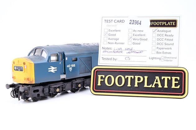 Lima OO Gauge BR Blue Class 40 No.40166 - Renumbered, Weathered, Aftermarket Box
