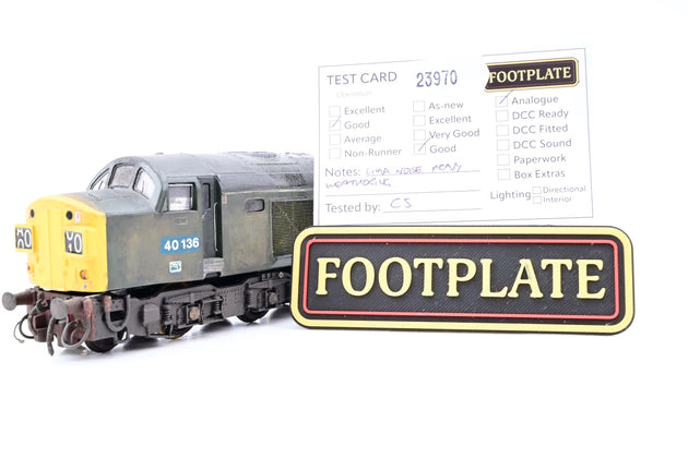 Lima OO Gauge BR Green Late Crest Class 40 No.40136 - Renumbered, Heaviily Weathered, Aftermarket Box