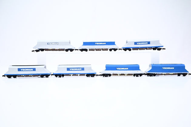 Kit Built N Gauge Rake of 7 Yeomans IIA Bogie Hopper Wagons - Unboxed