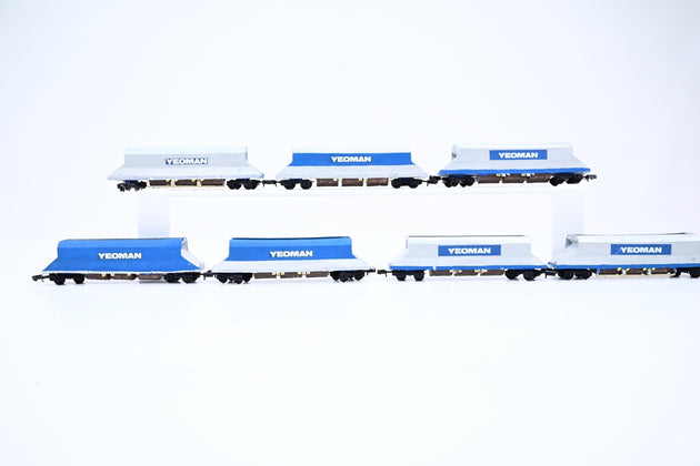Kit Built N Gauge Rake of 7 Yeomans IIA Bogie Hopper Wagons - Unboxed