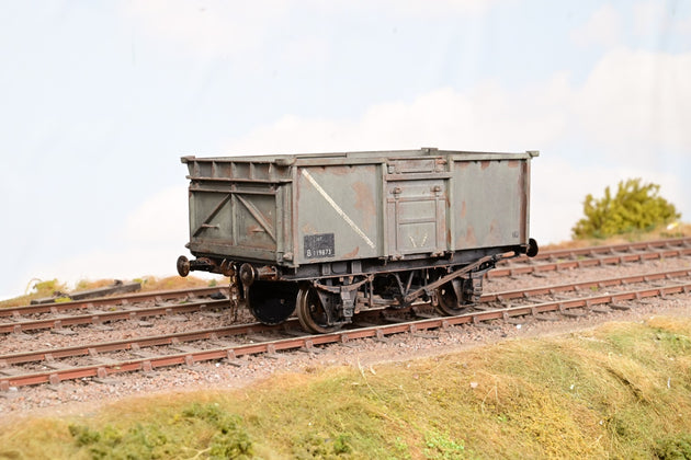Kit Built O Gauge BR Grey 16T Steel Mineral Wagon No.B119873 - Weathered, Unboxed