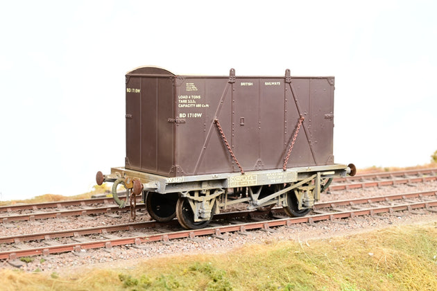 Kit Built O Gauge Conflat Wagon BR Grey W/BD Container BR Brown No.W36471 BD1710W - Unboxed