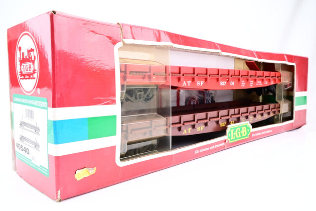 LGB G Gauge 40540 Santa Fe Flatcar 50ft 2 Pcs - Boxed