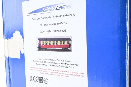 Train Line 45 G Gauge 3030750 DR Red & Cream HSB Passenger Car No.900-516 - Boxed