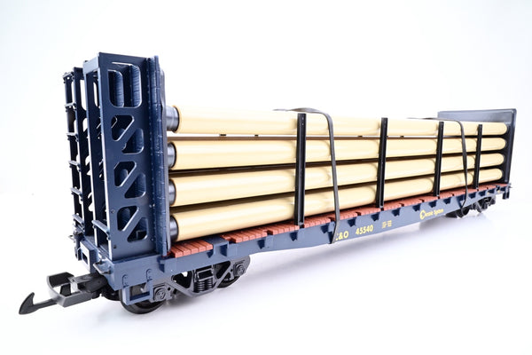 LGB G Gauge 45540 Chesapeake Ohio Bulkhead Flatcar Pipe Load No.45540 - Boxed