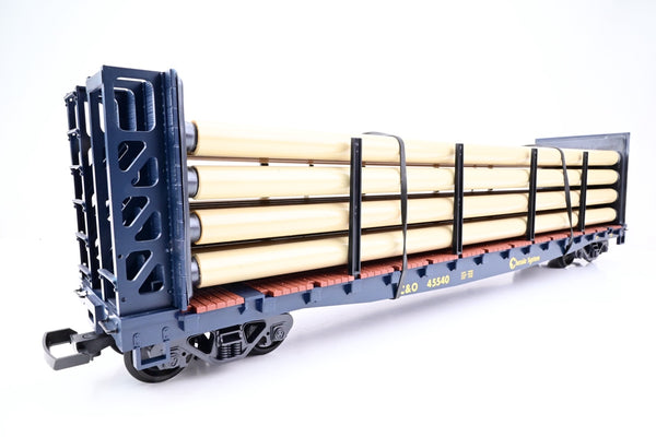 LGB G Gauge 45540 Chesapeake Ohio Bulkhead Flatcar Pipe Load No.45540 - Boxed