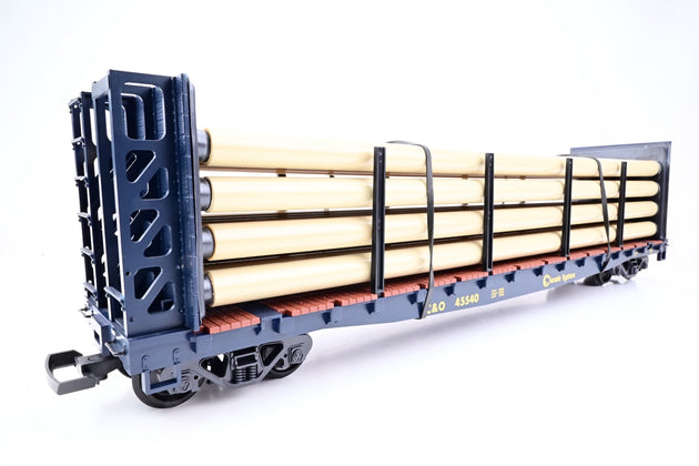 LGB G Gauge 45540 Chesapeake Ohio Bulkhead Flatcar Pipe Load No.45540 - Boxed