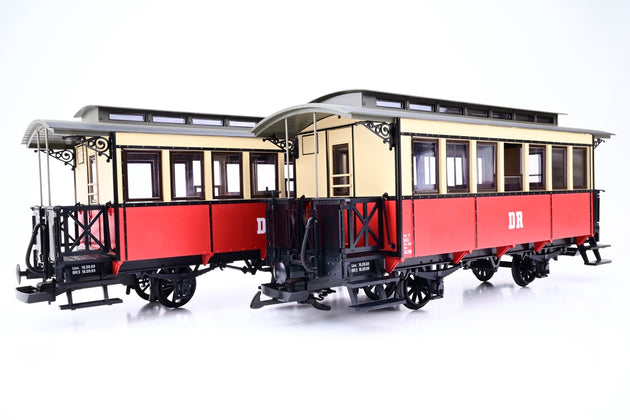 LGB G Gauge 78741 Starter Set w/ DR 2-6-0 Steam Locomotive No.995633 + 2 Passenger Coaches - Boxed