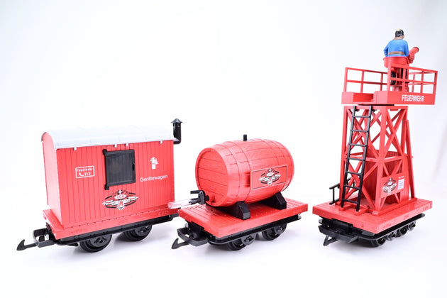 LGB G Gauge 70940 Fire Department Starte Set w/ 0-4-0 Stainz Locomotive + 3 Wagons - Boxed