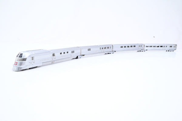 ProtoTrains N Gauge 'Burlington Pioneer Zephyr' CB&Q 4-Car Articulated Stainless Steel Streamliner - Boxed