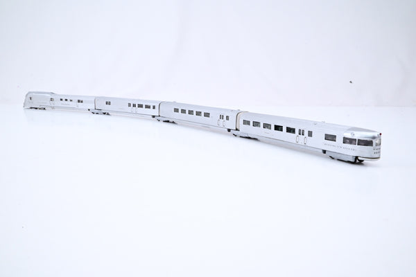 ProtoTrains N Gauge 'Burlington Pioneer Zephyr' CB&Q 4-Car Articulated Stainless Steel Streamliner - Boxed