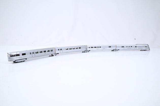 ProtoTrains N Gauge 'Burlington Pioneer Zephyr' CB&Q 4-Car Articulated Stainless Steel Streamliner - Boxed