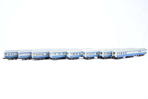Atlas / Rivarossi N Gauge Rake of 8 Baltimore & Ohio Blue & Grey Passenger & Baggage Cars - Unboxed