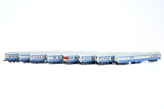 Atlas / Rivarossi N Gauge Rake of 8 Baltimore & Ohio Blue & Grey Passenger & Baggage Cars - Unboxed