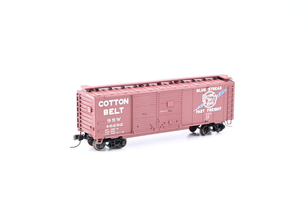 Atlas N Gauge 38804 Cotton Belt 'Blue Streak' Brown 40ft Double Door Box Car No.46292 - Boxed