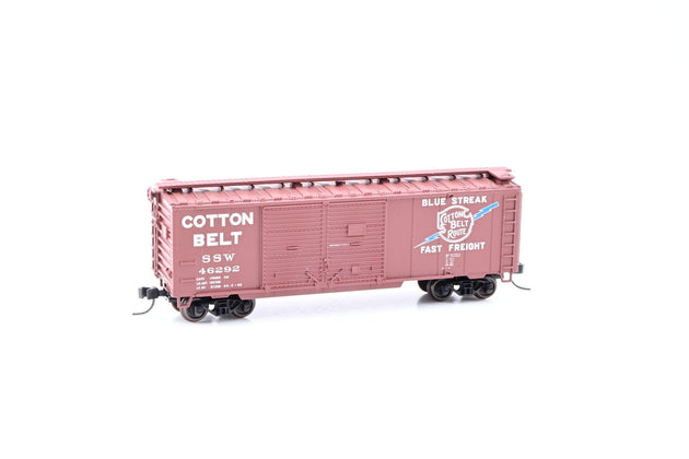 Atlas N Gauge 38804 Cotton Belt 'Blue Streak' Brown 40ft Double Door Box Car No.46292 - Boxed