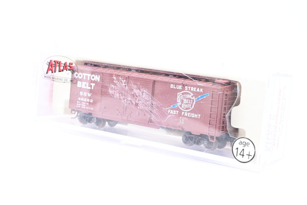 Atlas N Gauge 38804 Cotton Belt 'Blue Streak' Brown 40ft Double Door Box Car No.46292 - Boxed