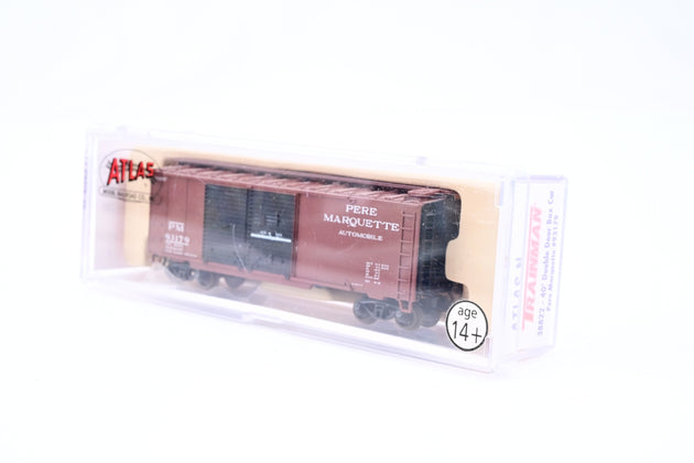 Atlas N Gauge 38822 Pere Marquette Brown 40ft Double Door Box Car No.93179 - Boxed
