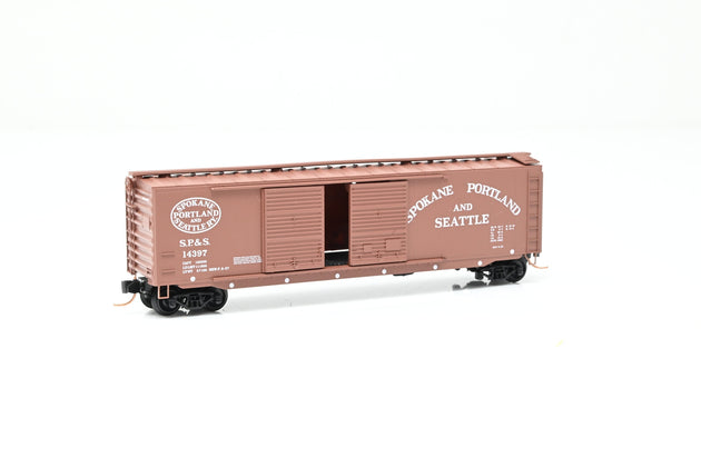 Micro-Trains N Gauge 03400210 Spokane, Portland & Seattle Brown 50ft Standard Double Door Box Car No.14397 - Boxed