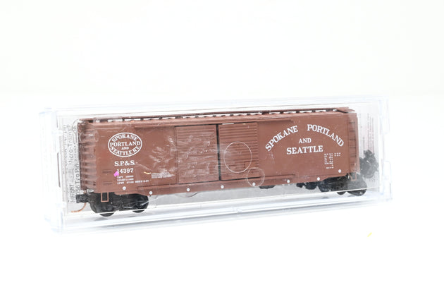 Micro-Trains N Gauge 03400210 Spokane, Portland & Seattle Brown 50ft Standard Double Door Box Car No.14397 - Boxed