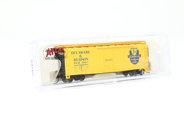 Atlas N Gauge 33104 Delaware & Hudson Yellow 40ft Plug Door Box Car No.20067 - Boxed