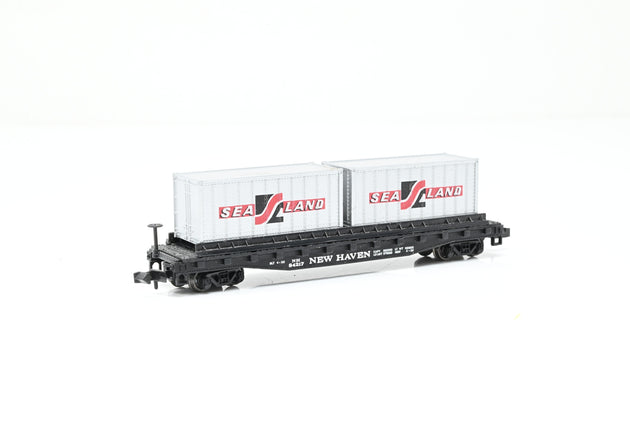 Bachmann N Gauge 73661 New Haven 51ft Flat Car w/ 2x Sea Land Containers No.84217 - Boxed