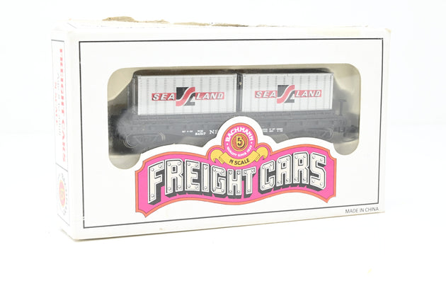 Bachmann N Gauge 73661 New Haven 51ft Flat Car w/ 2x Sea Land Containers No.84217 - Boxed