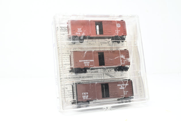 Micro-Trains N Gauge 20276-2 Triple Pack of C&O, B&O & WM 40ft Standard Single Door Box Cars - Boxed