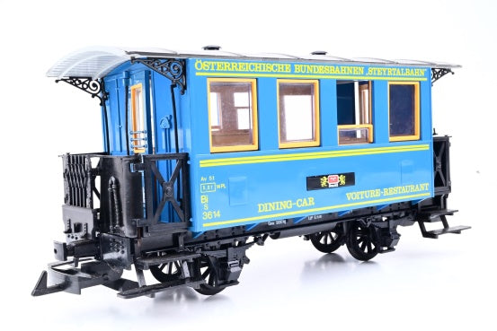 LGB G Gauge 3013 4 Wheel Dining Car Austrian Railway Blue No.3614 - Boxed