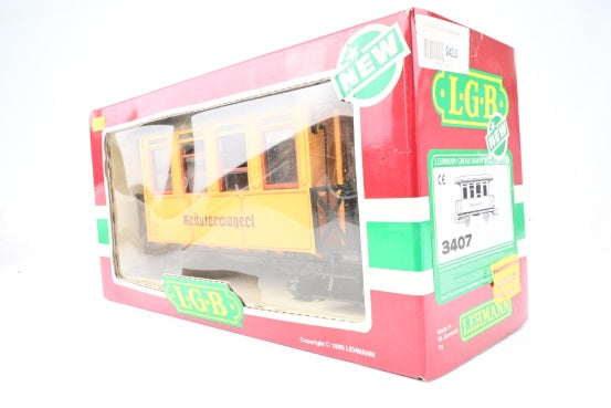 LGB G Gauge 3407 4 Wheel Krauterwagerl Bottle Train Car Yellow No.34 - Boxed