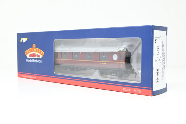 Bachmann OO Gauge 39-466 LMS 60ft Porthole Coach Corridor Composite BR Maroon No.M24639M - Boxed