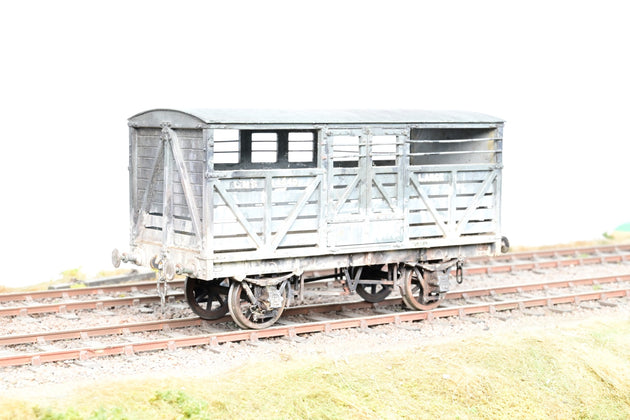 Kit Built O Gauge LMS Grey 8T Cattle Wagon No.14540 - Weathered, Aftermarket Box