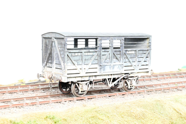 Kit Built O Gauge LMS Grey 8T Cattle Wagon No.14540 - Weathered, Aftermarket Box