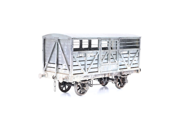Kit Built O Gauge LMS Grey 8T Cattle Wagon No.14540 - Weathered, Aftermarket Box