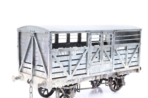 Kit Built O Gauge LMS Grey 8T Cattle Wagon No.14540 - Weathered, Aftermarket Box
