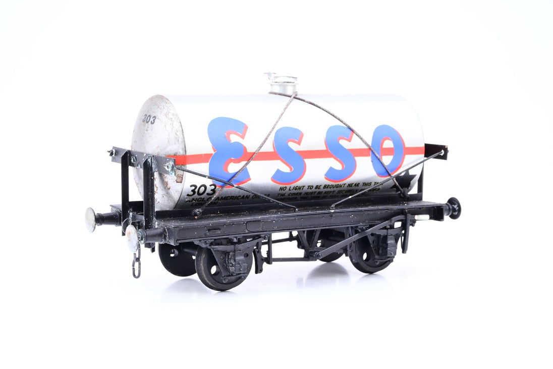 Kit Built O Gauge 'Esso' Silver 4-Wheel Tank Wagon No.303 - Unboxed