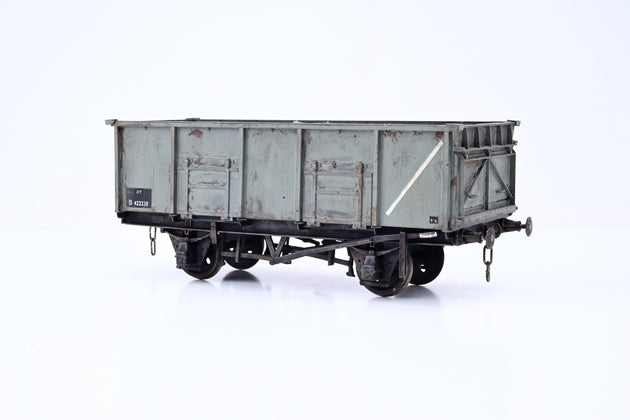 Kit Built O Gauge BR Grey 21T Steel Mineral Wagon No.B422238 - Weathered, Aftermarket Box