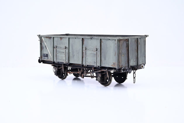 Kit Built O Gauge BR Grey 21T Steel Mineral Wagon No.B422238 - Weathered, Aftermarket Box