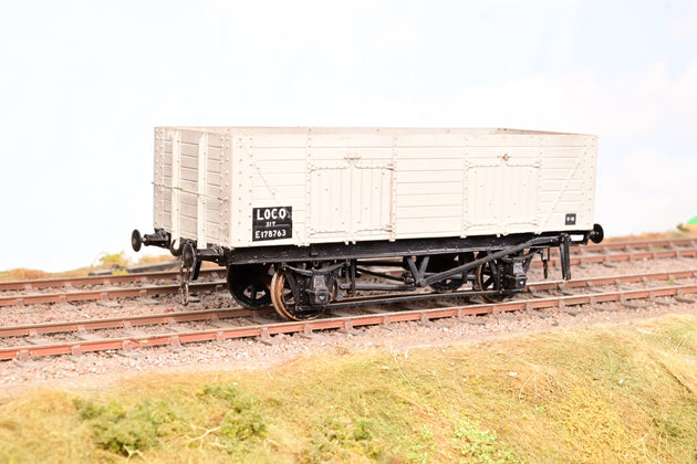 Kit Built O Gauge BR Grey ex-NE 21T Wooden Loco Coal Wagon No.E178763 - Weathered, Aftermarket Box
