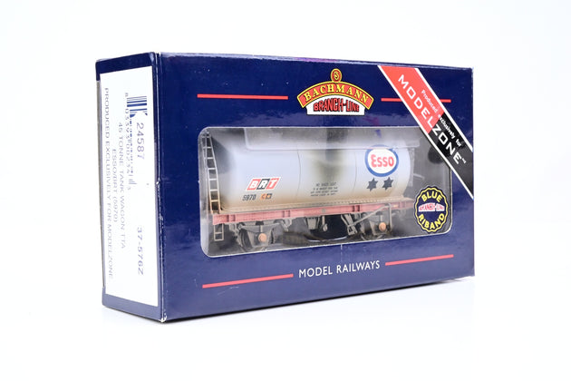 Bachmann OO Gauge 37-576Z 'Esso / BRT' Grey 45T TTA Tank Wagon No.5970 - Factory Weathered, Boxed