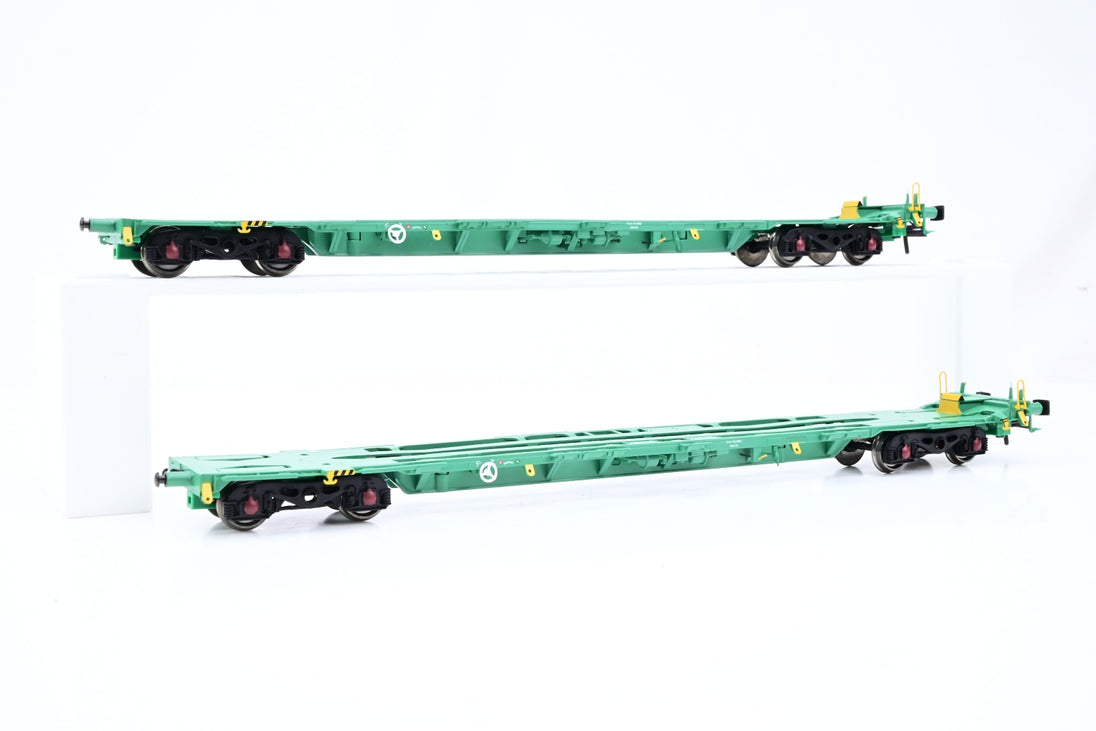 Bachmann OO Gauge 37-303 Twin Pack of EWS Intermodal Bogie Wagons w/ 4