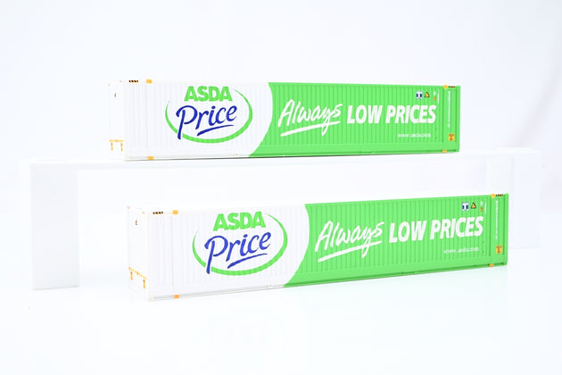 Bachmann OO Gauge 37-303 Twin Pack of EWS Intermodal Bogie Wagons w/ 45ft 'ASDA' Containers No.33704938523-6 - Boxed