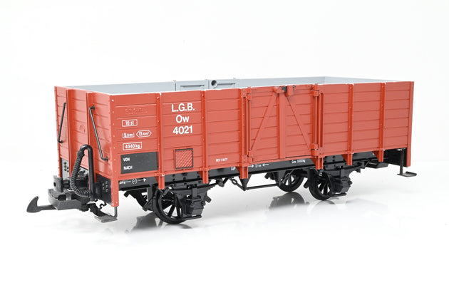 LGB G Gauge 4021 Brown 4-Wheel High-Sided Gondola Open Wagon No.Ow 4021 - Boxed