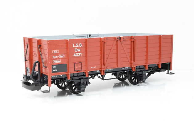 LGB G Gauge 4021 Brown 4-Wheel High-Sided Gondola Open Wagon No.Ow 4021 - Boxed