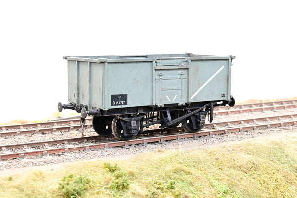 Kit Built O Gauge BR Grey 16T Steel Mineral Wagon No.B155737 - Weathered, Unboxed
