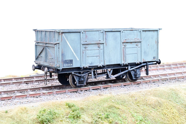 Kit Built O Gauge BR Grey 24T Steel Hopper Wagon No.B202435 - Weathered, Unboxed