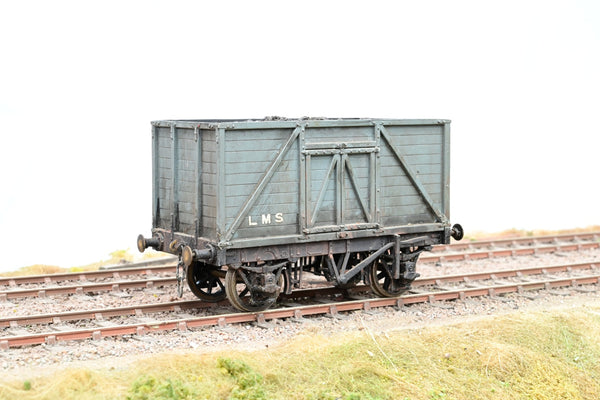 Kit Built O Gauge LMS Grey High-Sided Open Wagon - Weathered, Unboxed