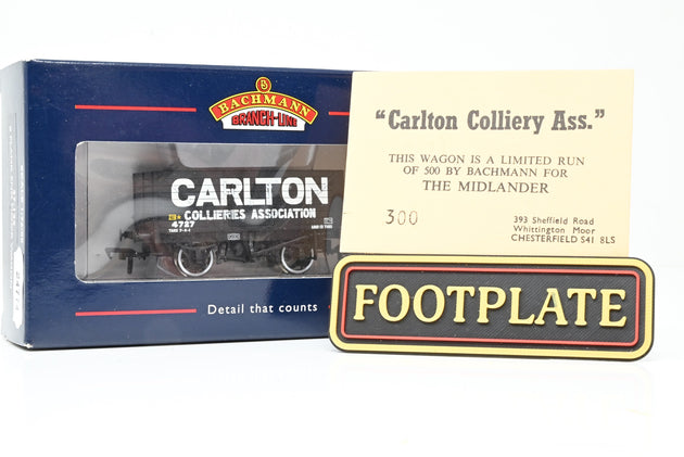 Bachmann OO Gauge 37-125 'Carlton Collieries Association' 8-Plank Open Wagon No.4727 - Boxed
